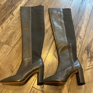 Grey over the knee boots with heel